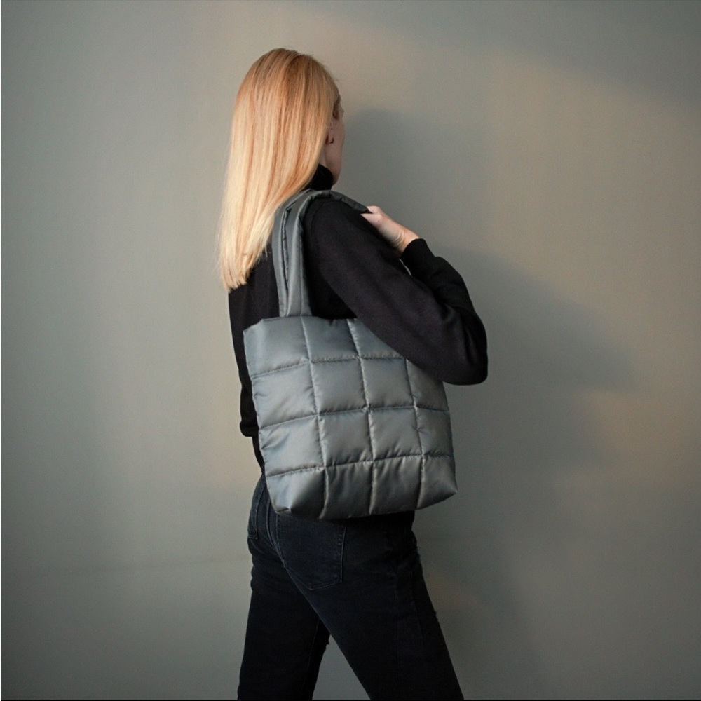 Olive Green Puffer Tote Bag